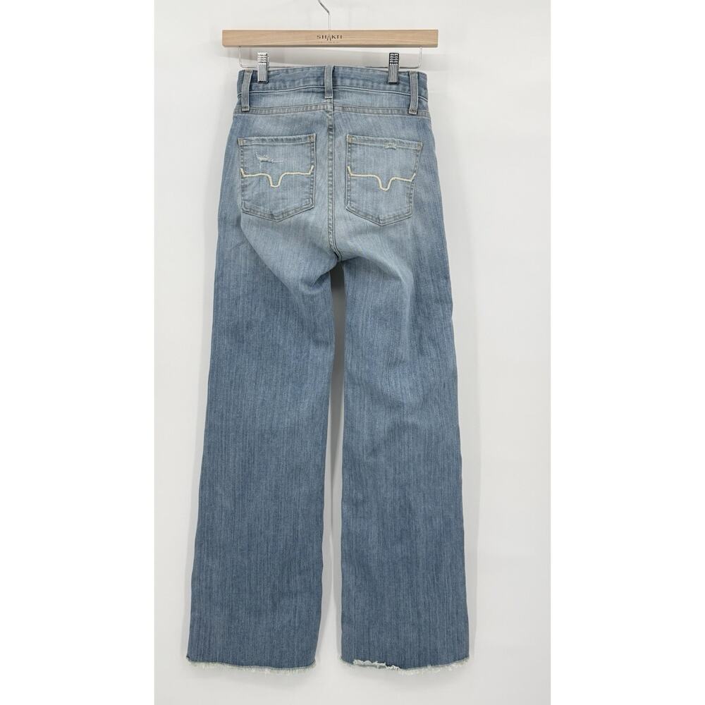 Kimes Ranch Olivia Light Blue High Rise Raw Hem Wide Leg Jeans Size 00 x32 - Picture 3 of 7